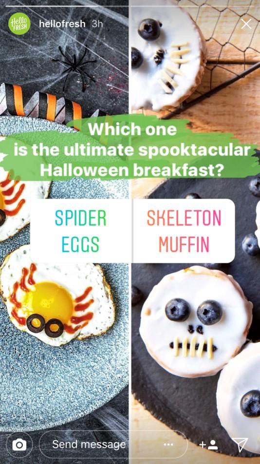 Example of HelloFresh's Instagram question based posts