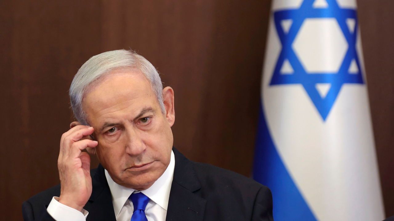 Binyamin Netanyahu, the Israeli prime minister, looks deep in thought during a weekly cabinet meeting in Jerusalem.