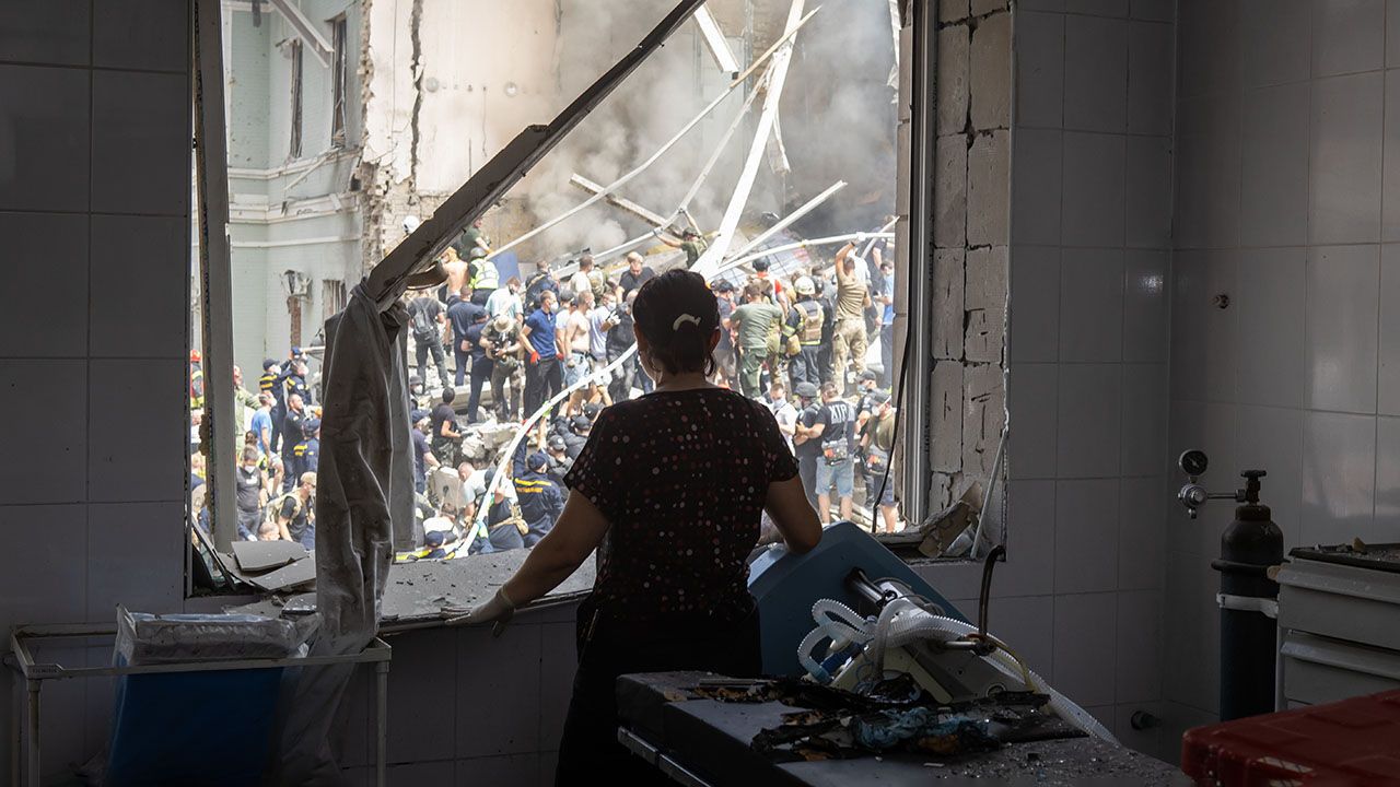 The Russian missile attack on a children's hospital in Ukraine