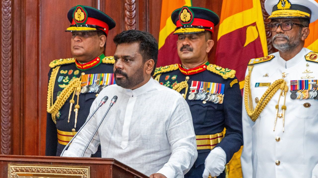 President Anura Kumara Dissanayaka attending his swearing-in ceremony, in Colombo, Sri Lanka on September 23rd 2024