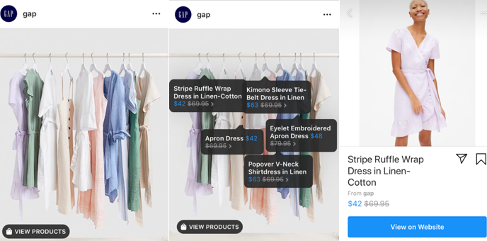 Example of Gap's Instagram posts that balance between brand awareness and product promotion