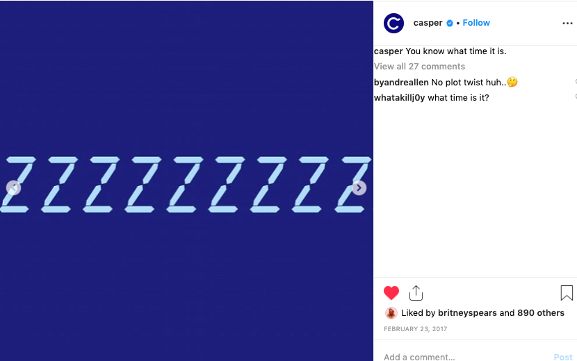 Example of Casper's multiple image posts on Instagram